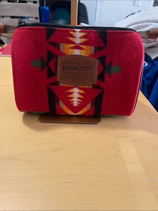 Pendleton Handbags - Pendleton Red Wool Zip-Top Crossbody Bag with Geometric Pattern